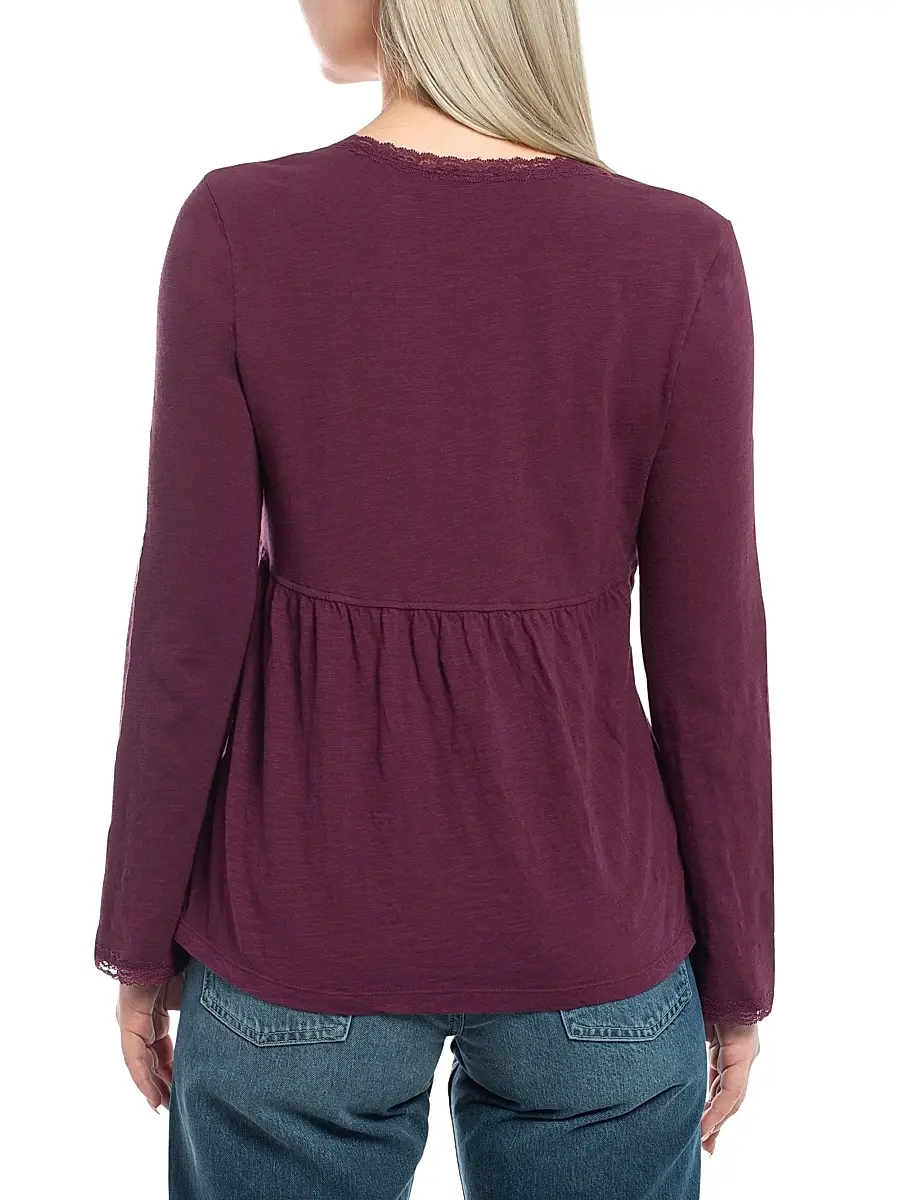 Wilt Women's V-Neck Long Sleeve Empire T-Shirt - Dark Fig | Thumbnail 6