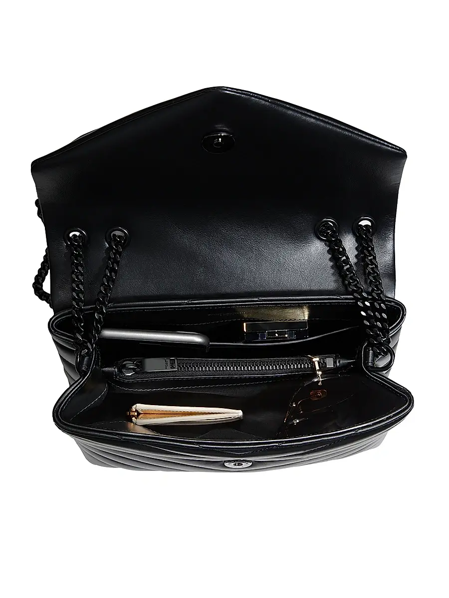 Saint Laurent Women's Loulou Matelassé Leather Shoulder Bag - Noir | Thumbnail 4 Saint Laurent Women's Loulou Matelassé Leather Shoulder Bag - Noir | Thumbnail 4
