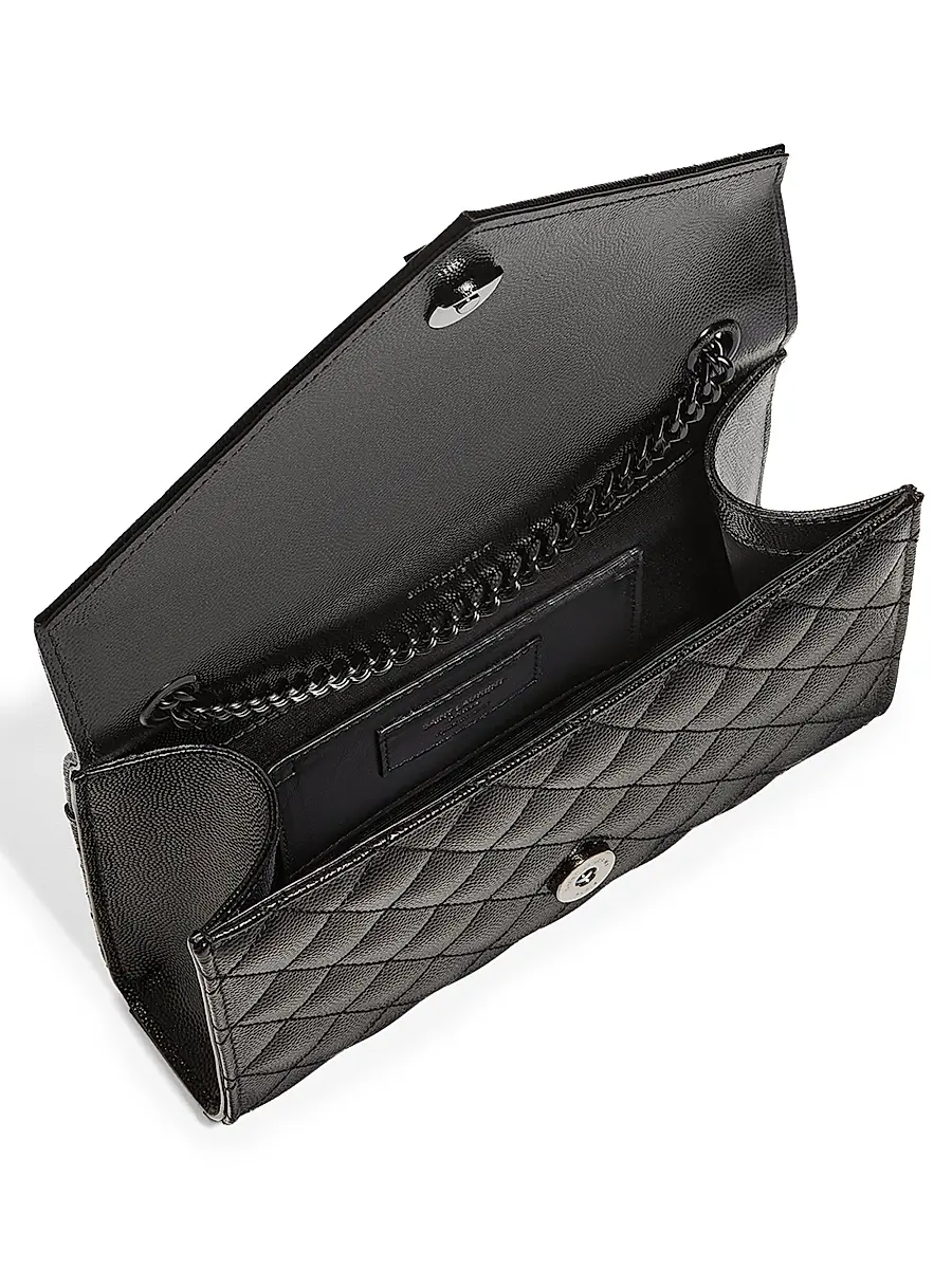 Saint Laurent Women's Envelope Triquilt Matelassé Leather Shoulder Bag - Nero | Thumbnail 3