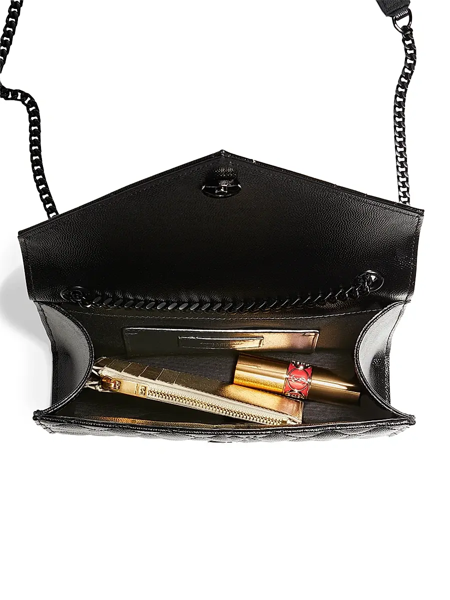 Saint Laurent Women's Envelope Triquilt Matelassé Leather Shoulder Bag - Nero | Thumbnail 6