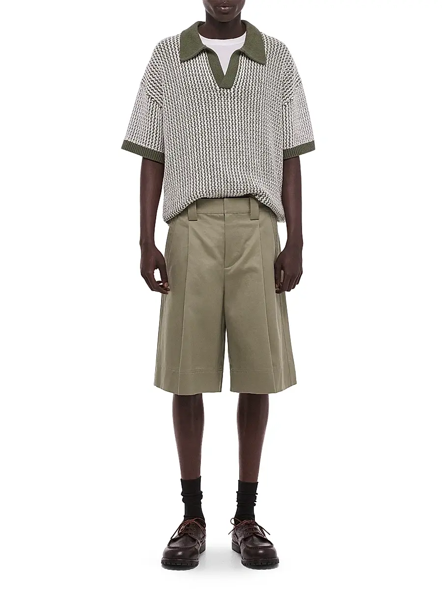 Helmut Lang Men's Pleated Relaxed-Fit Chino Shorts | Thumbnail 2 Helmut Lang Men's Pleated Relaxed-Fit Chino Shorts | Thumbnail 2