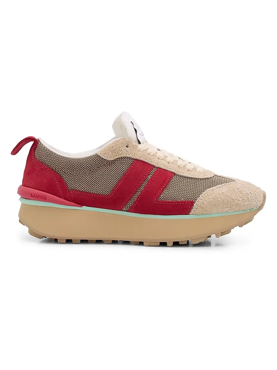 Lanvin Women's Bumper 2.0 Suede Low-Top Sneakers - Cream Red | Image 1 Lanvin Women's Bumper 2.0 Suede Low-Top Sneakers - Cream Red | Image 1