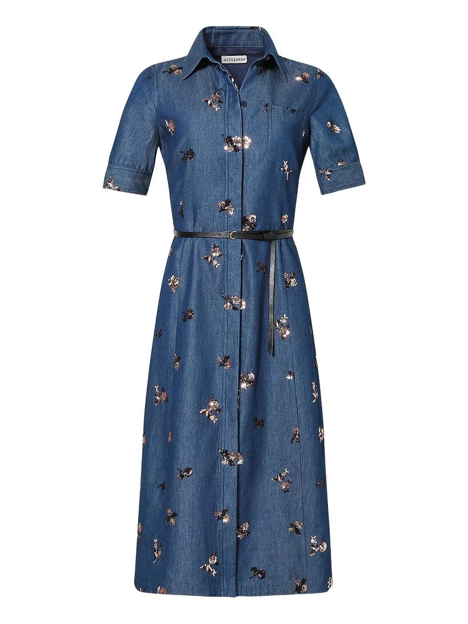 Women's Kieran Embellished Denim Midi-Shirtdress
