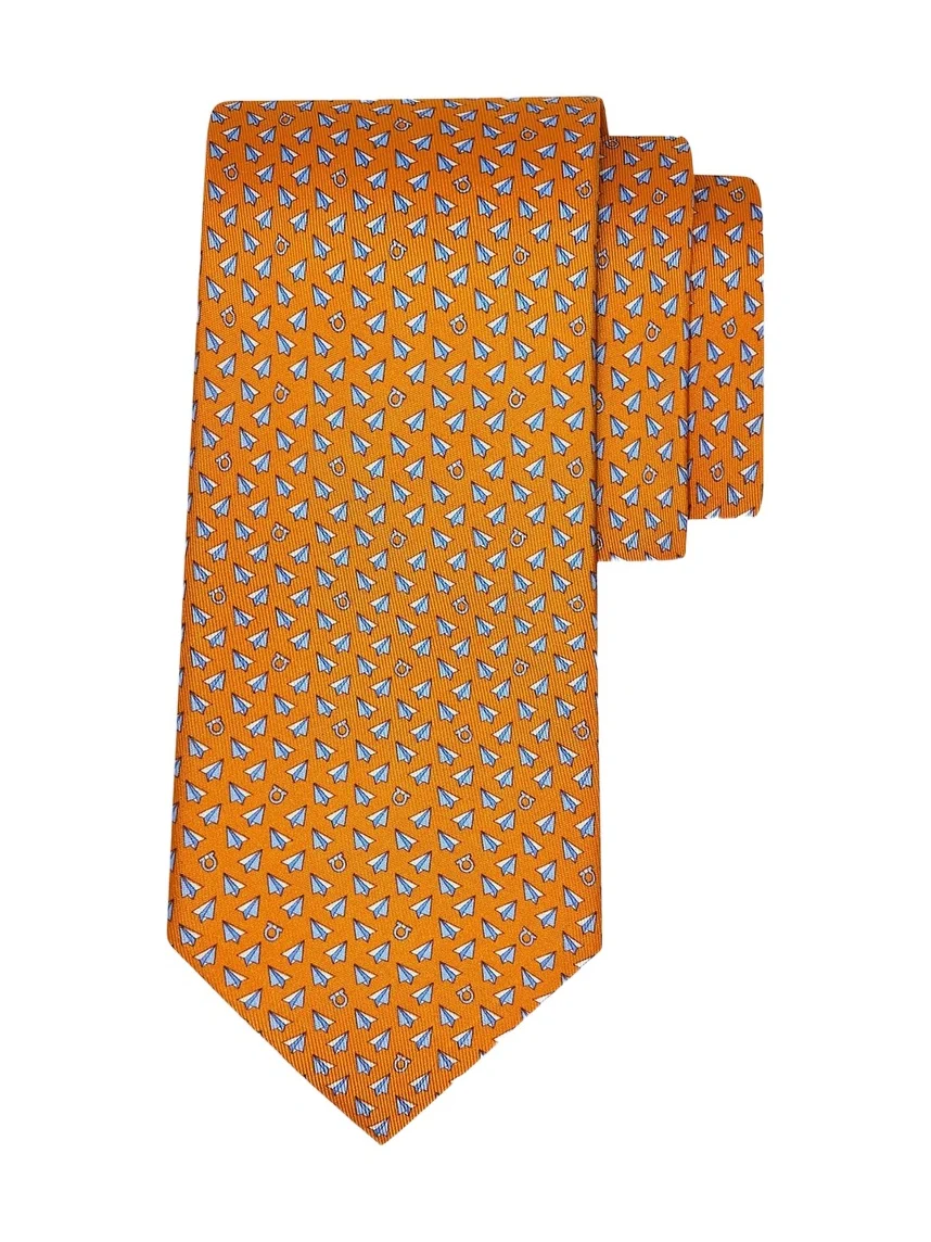 Ferragamo Men's Bussola Paper Planes Silk Tie