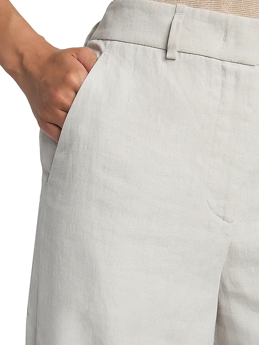 Giorgio Armani Women's Linen Straight-Leg Trousers - Solid Medium Grey | Thumbnail 5 Giorgio Armani Women's Linen Straight-Leg Trousers - Solid Medium Grey | Thumbnail 5