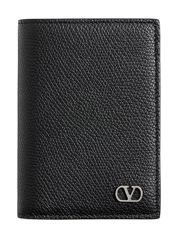 Men's VLogo Signature Cardholder in Grainy Calfskin - Black Men's VLogo Signature Cardholder in Grainy Calfskin - Black