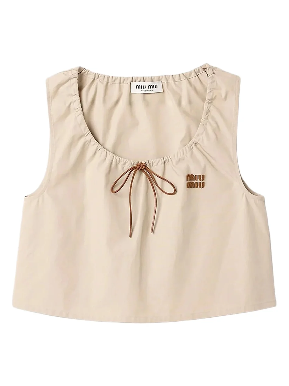 Miu Miu Women's Panama Cotton Crop Top