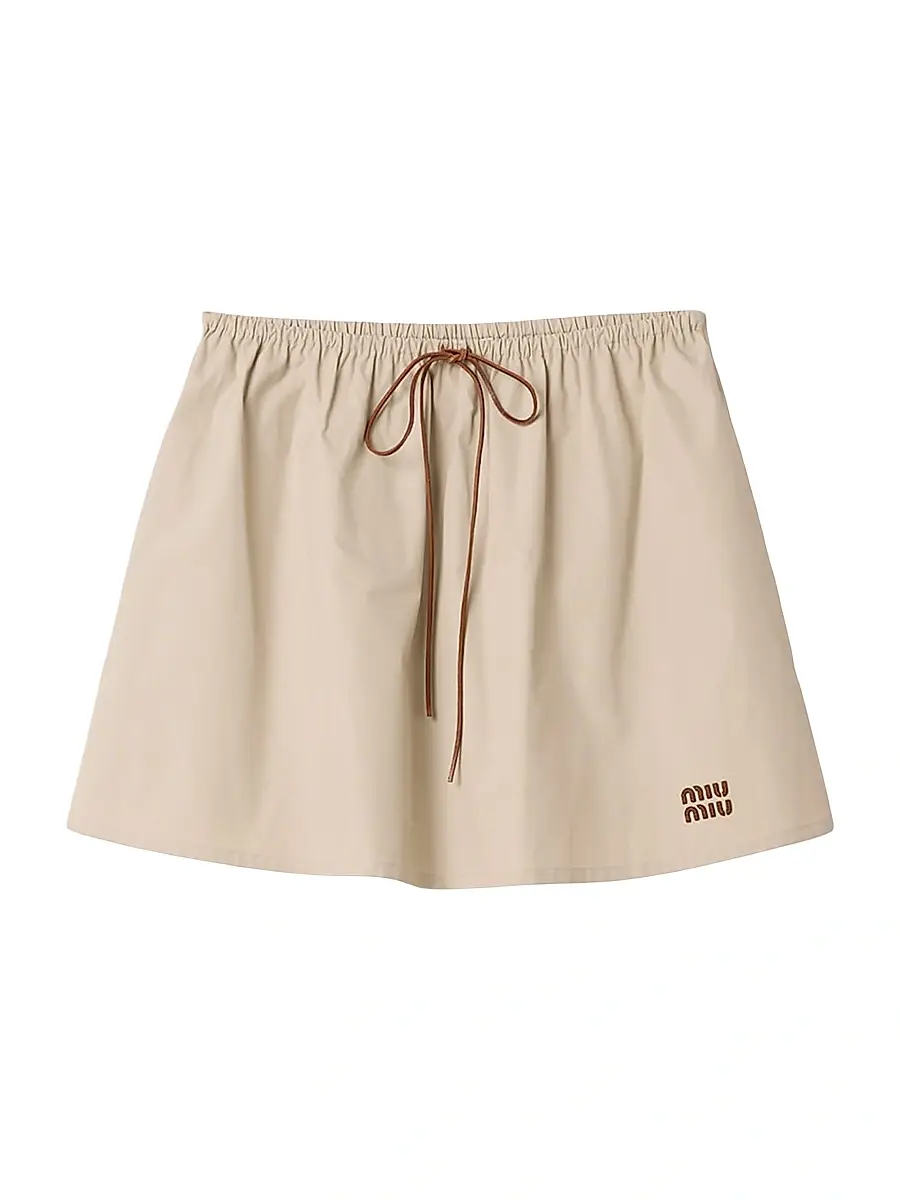 Miu Miu Women's Panama Cotton Skirt - Beige Khaki | Image 1 Miu Miu Women's Panama Cotton Skirt - Beige Khaki | Image 1
