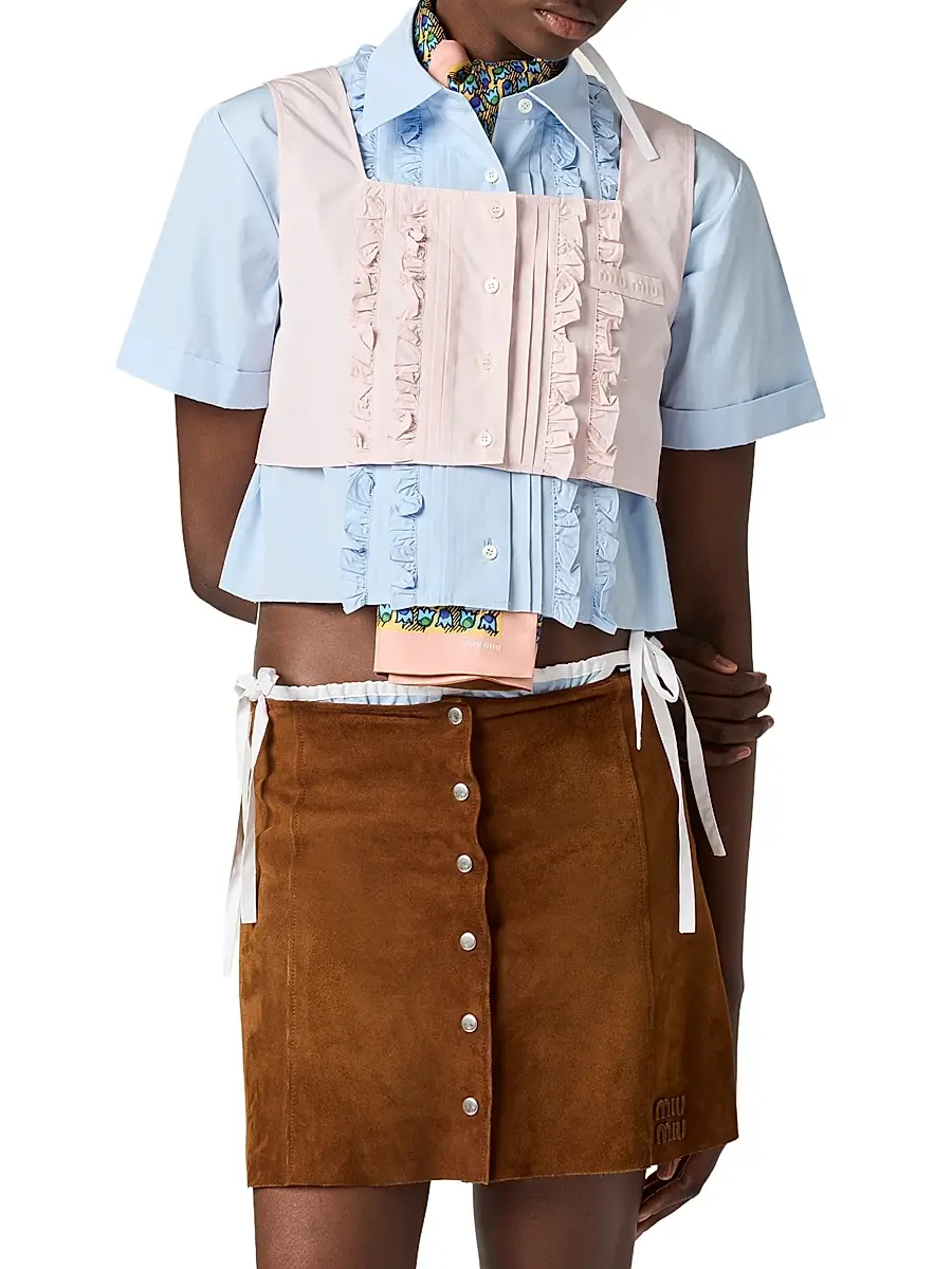 Miu Miu Women's Poplin Crop Top - White | Thumbnail 7 Miu Miu Women's Poplin Crop Top - White | Thumbnail 7