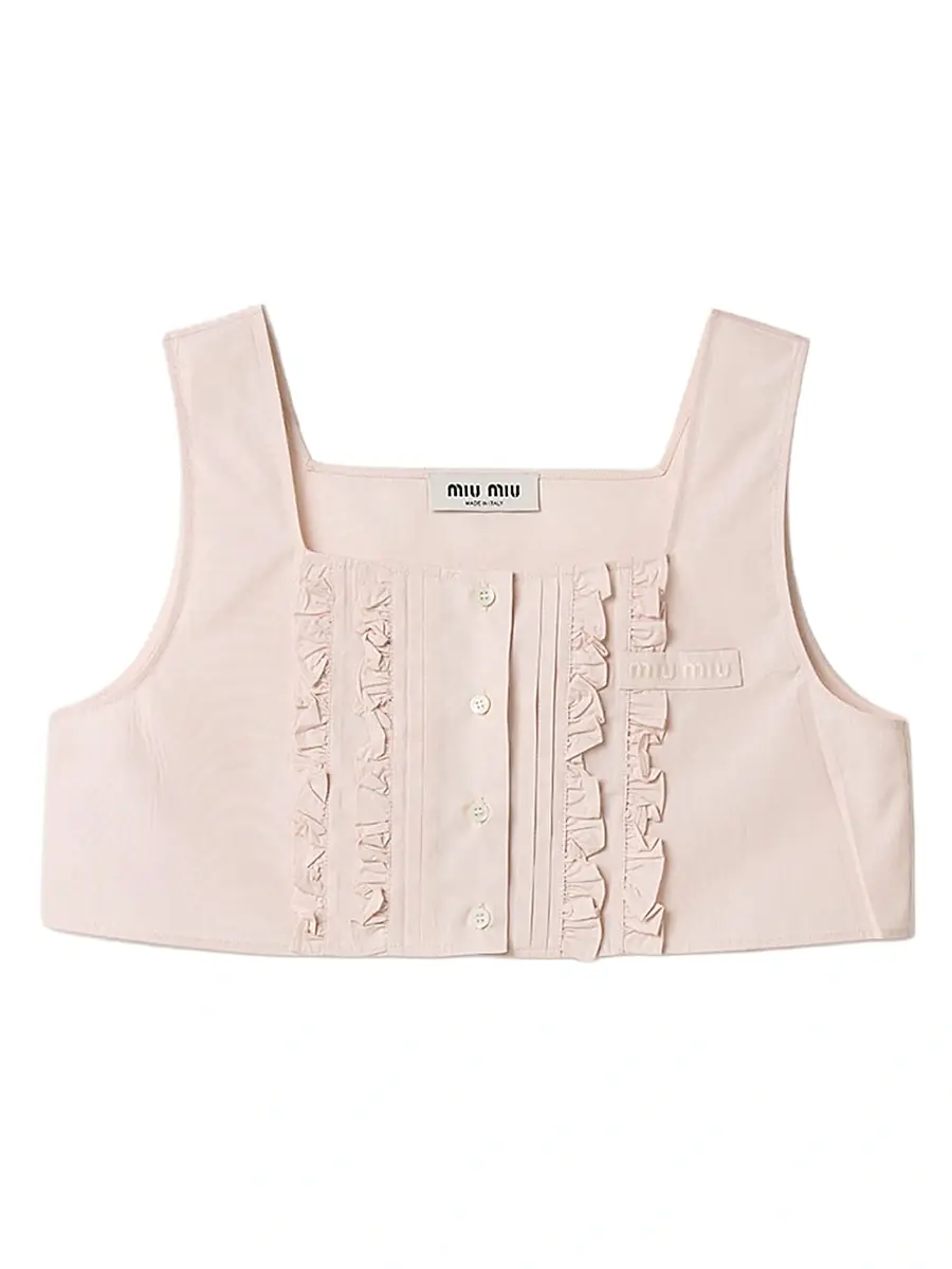 Miu Miu Women's Poplin Crop Top - White | Image 1 Miu Miu Women's Poplin Crop Top - White | Image 1