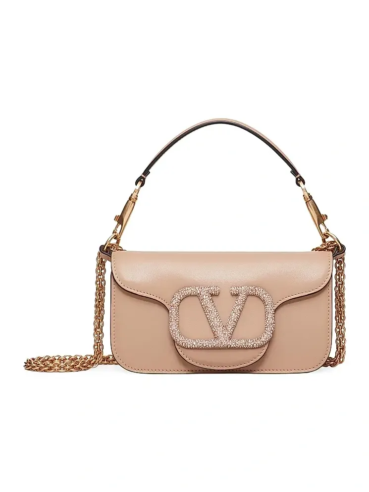 Women's Locò Small Shoulder Bag with Jewel Logo - Rose Cannelle Women's Locò Small Shoulder Bag with Jewel Logo - Rose Cannelle