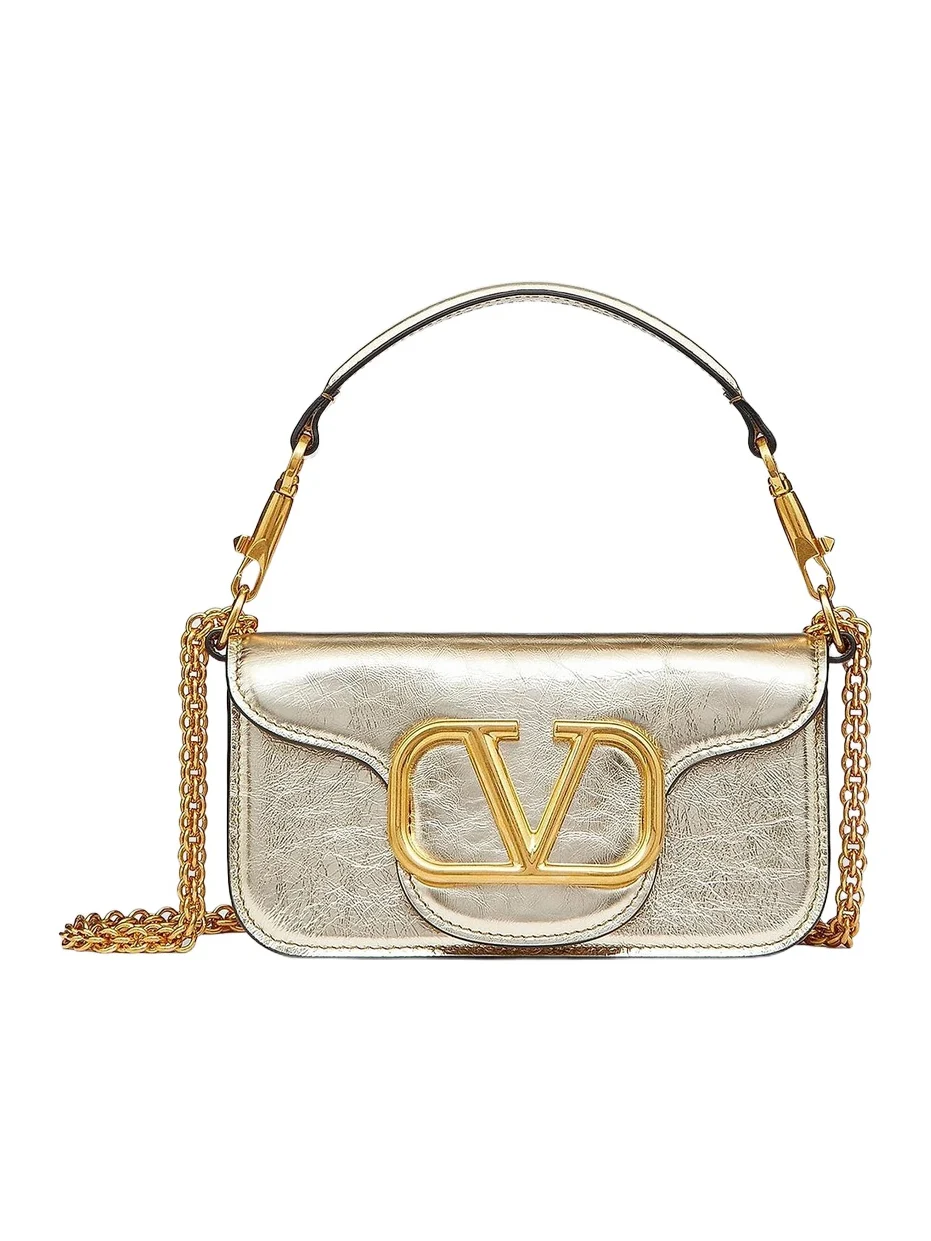 Valentino Women's Small Locò Metallic Calfskin Shoulder Bag