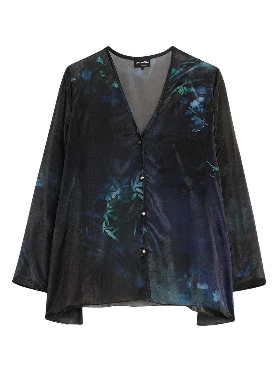 Women's Floral Print Silk-Blend Blouse Women's Floral Print Silk-Blend Blouse