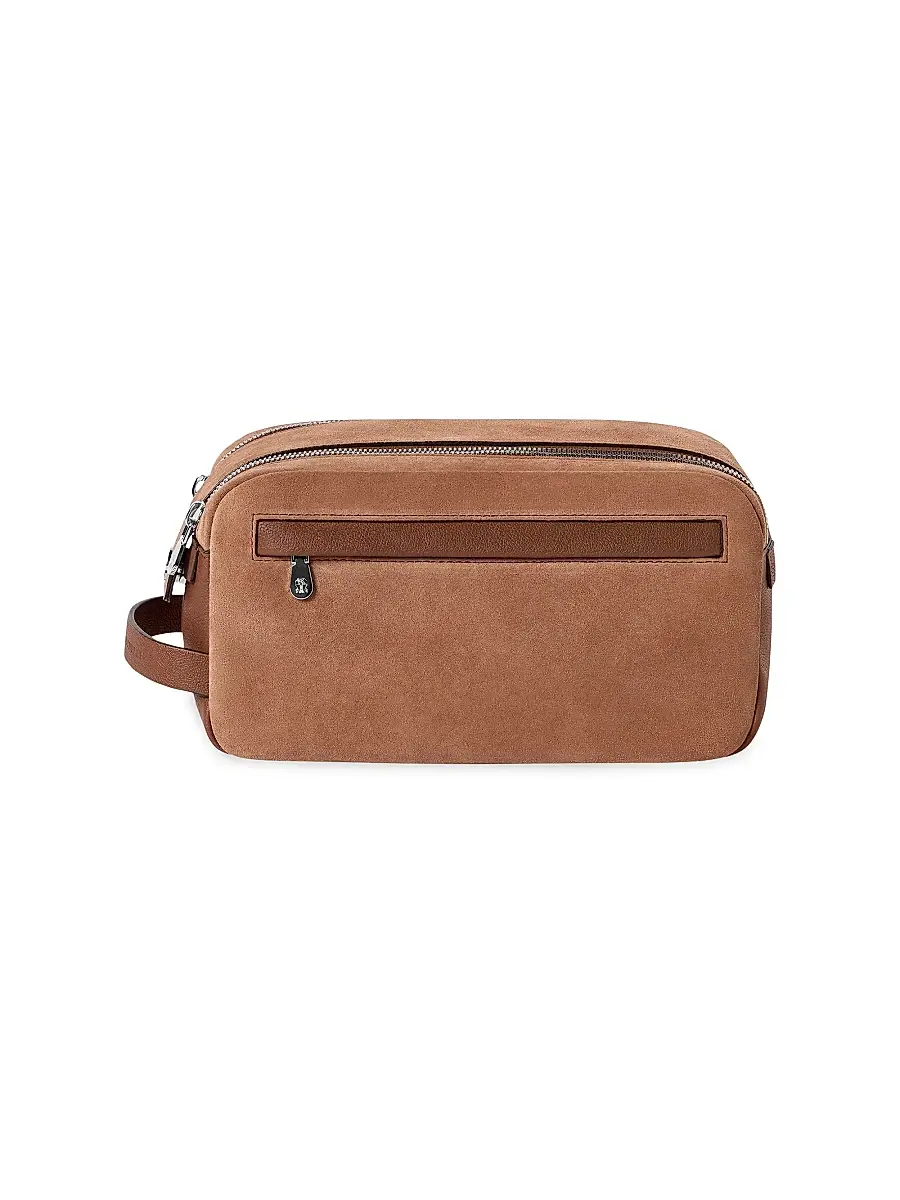 Brunello Cucinelli Women's Suede and Buffalo Leather Beauty Case with Double Zipper