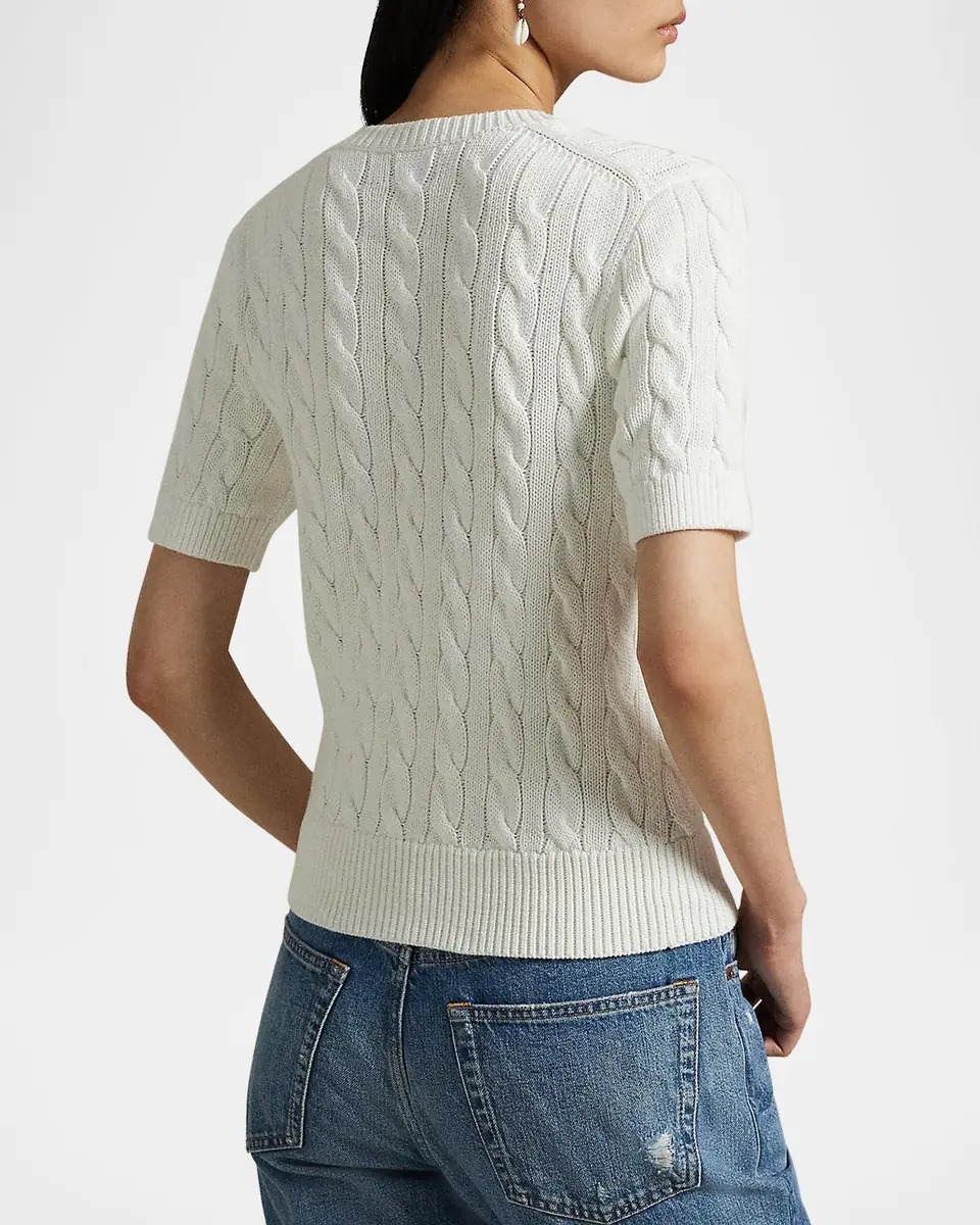 Polo Ralph Lauren Cable-Knit Cotton Short-Sleeve Cardigan | Thumbnail 3 Polo Ralph Lauren Cable-Knit Cotton Short-Sleeve Cardigan | Thumbnail 3