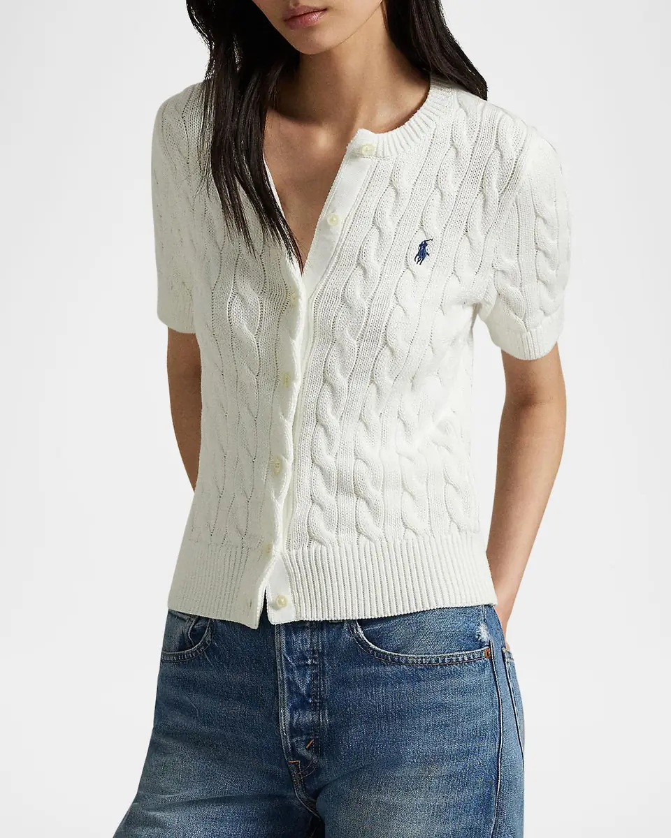 Polo Ralph Lauren Cable-Knit Cotton Short-Sleeve Cardigan | Thumbnail 4 Polo Ralph Lauren Cable-Knit Cotton Short-Sleeve Cardigan | Thumbnail 4