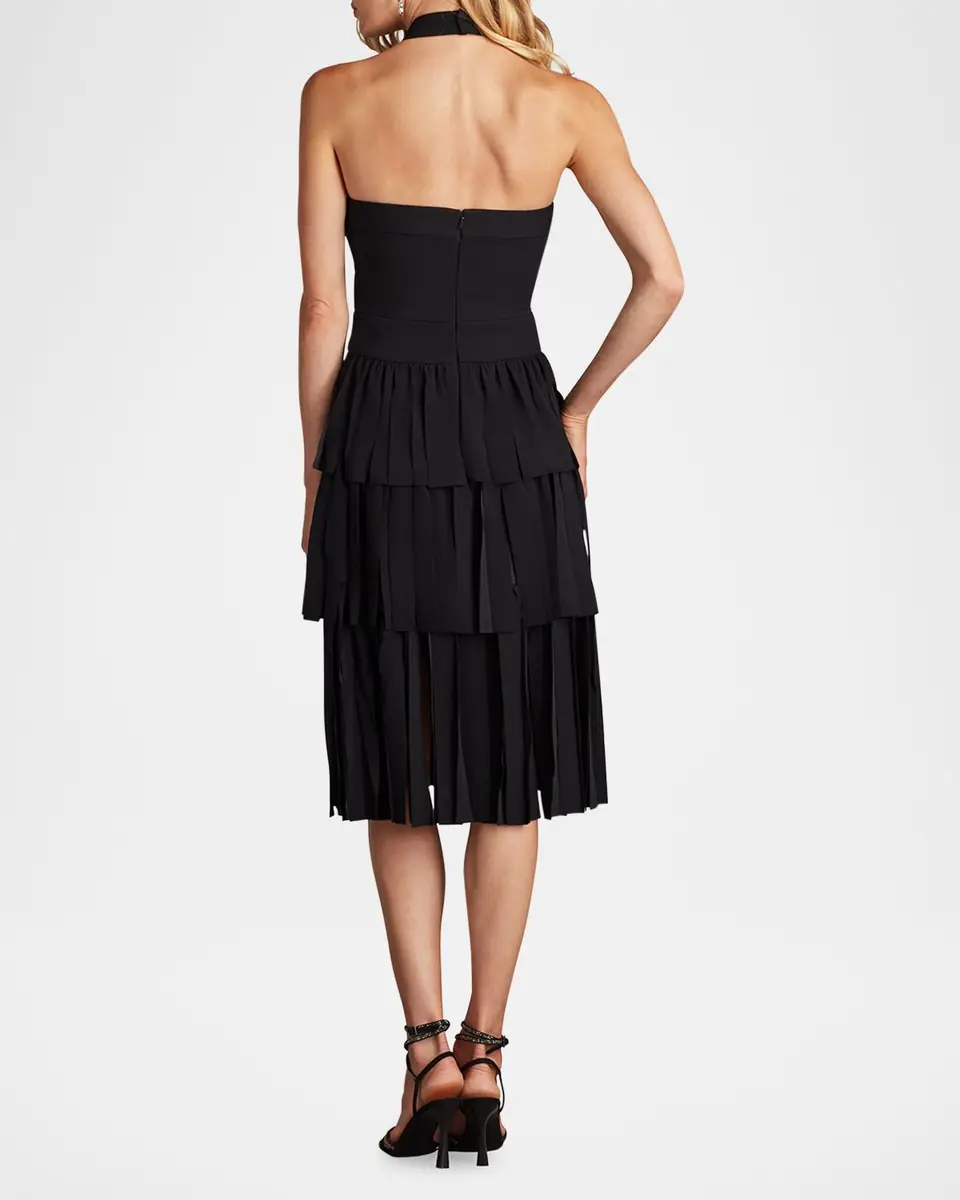 Tadashi Shoji Tiered Car Wash Crepe Halter Dress | Thumbnail 3