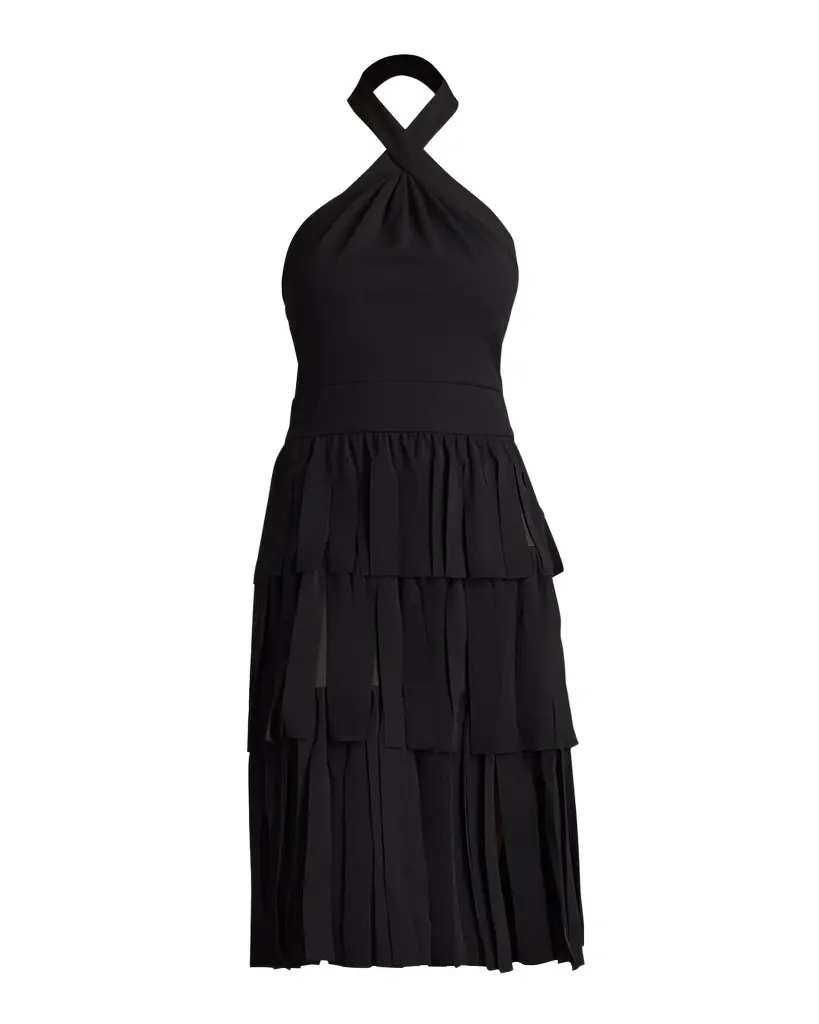 Tadashi Shoji Tiered Car Wash Crepe Halter Dress