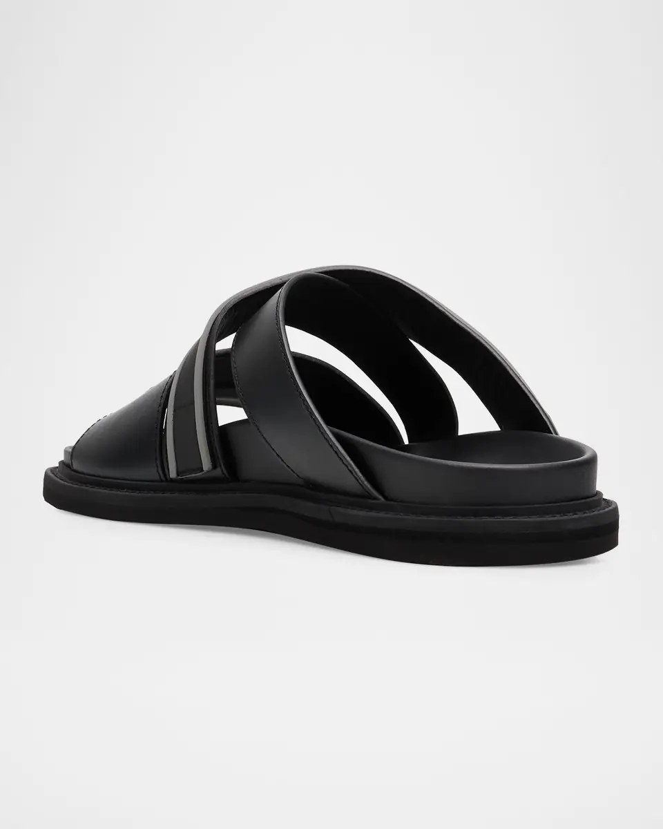 MOSCHINO Men's Leather Slides | Thumbnail 2 MOSCHINO Men's Leather Slides | Thumbnail 2
