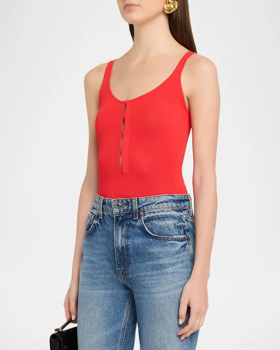 Brandon Maxwell The Scarlett Scoop-Neck Sleeveless Bodysuit | Thumbnail 4