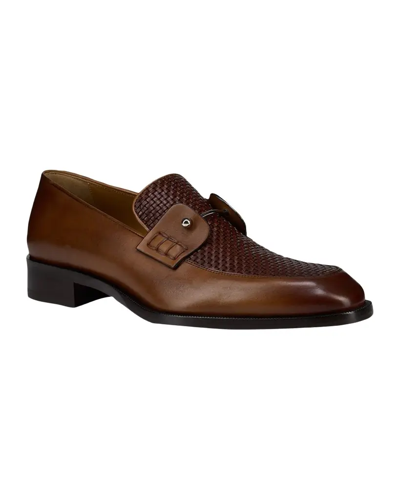 Christian Louboutin Men's Chambelimoc Woven Leather Boat Shoes | Image 1 Christian Louboutin Men's Chambelimoc Woven Leather Boat Shoes | Image 1