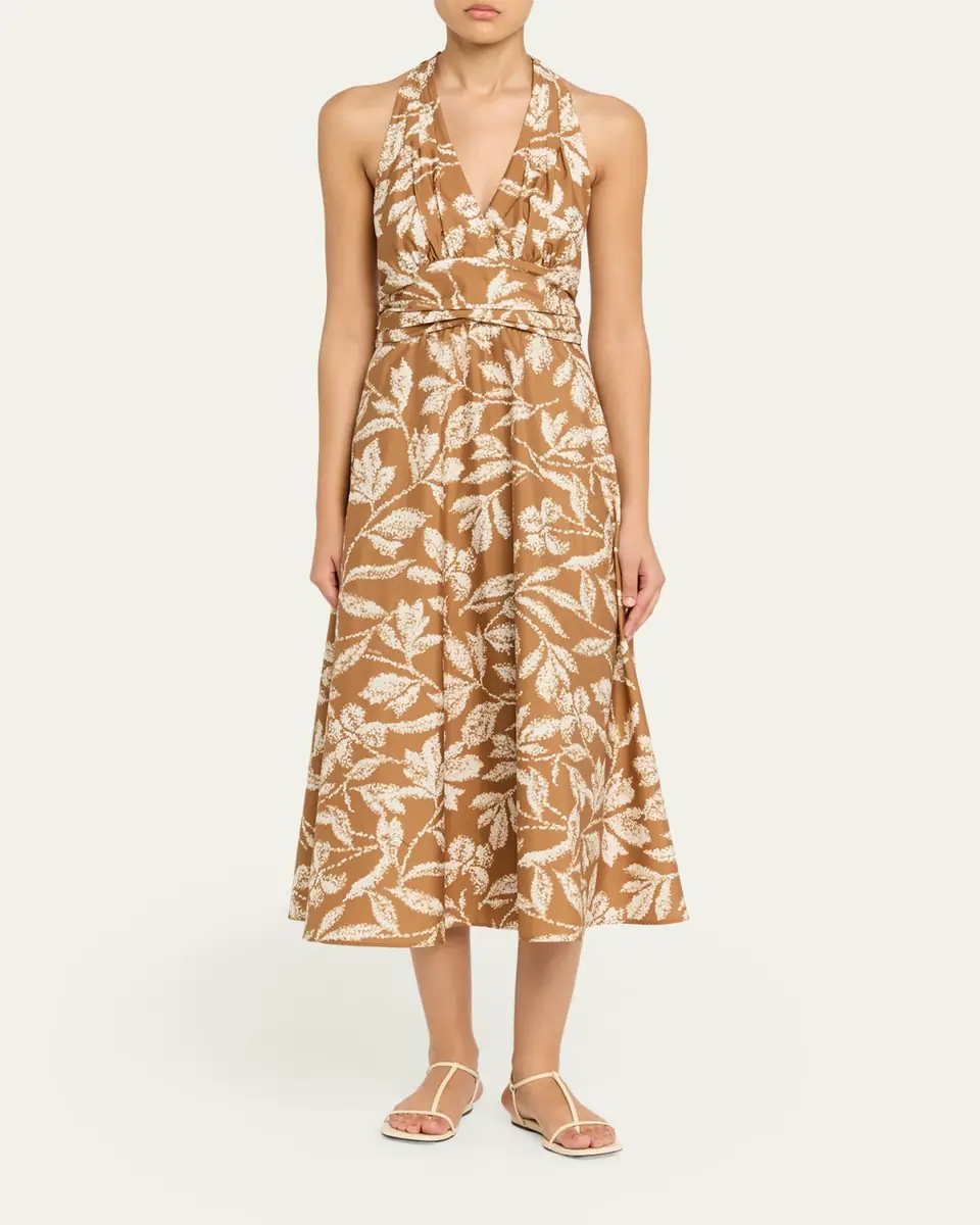 Max Mara Botanical-Print Halter Midi Dress | Thumbnail 6 Max Mara Botanical-Print Halter Midi Dress | Thumbnail 6
