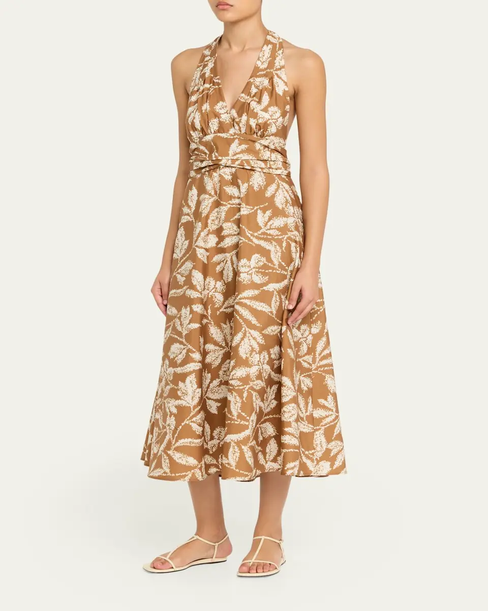 Max Mara Botanical-Print Halter Midi Dress | Thumbnail 8 Max Mara Botanical-Print Halter Midi Dress | Thumbnail 8