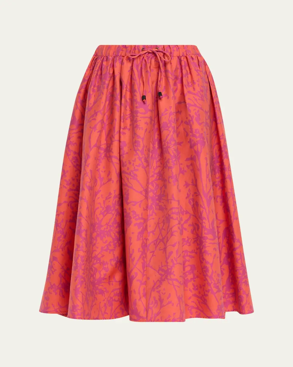 Max Mara Coral-Print Drawstring Midi Skirt | Thumbnail 5 Max Mara Coral-Print Drawstring Midi Skirt | Thumbnail 5