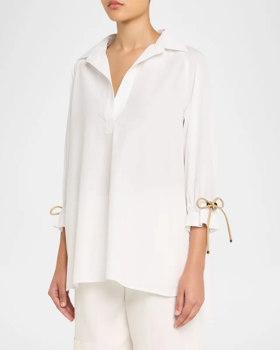 Max Mara Raglan-Sleeve Cotton Poplin Blouse | Thumbnail 2 Max Mara Raglan-Sleeve Cotton Poplin Blouse | Thumbnail 2