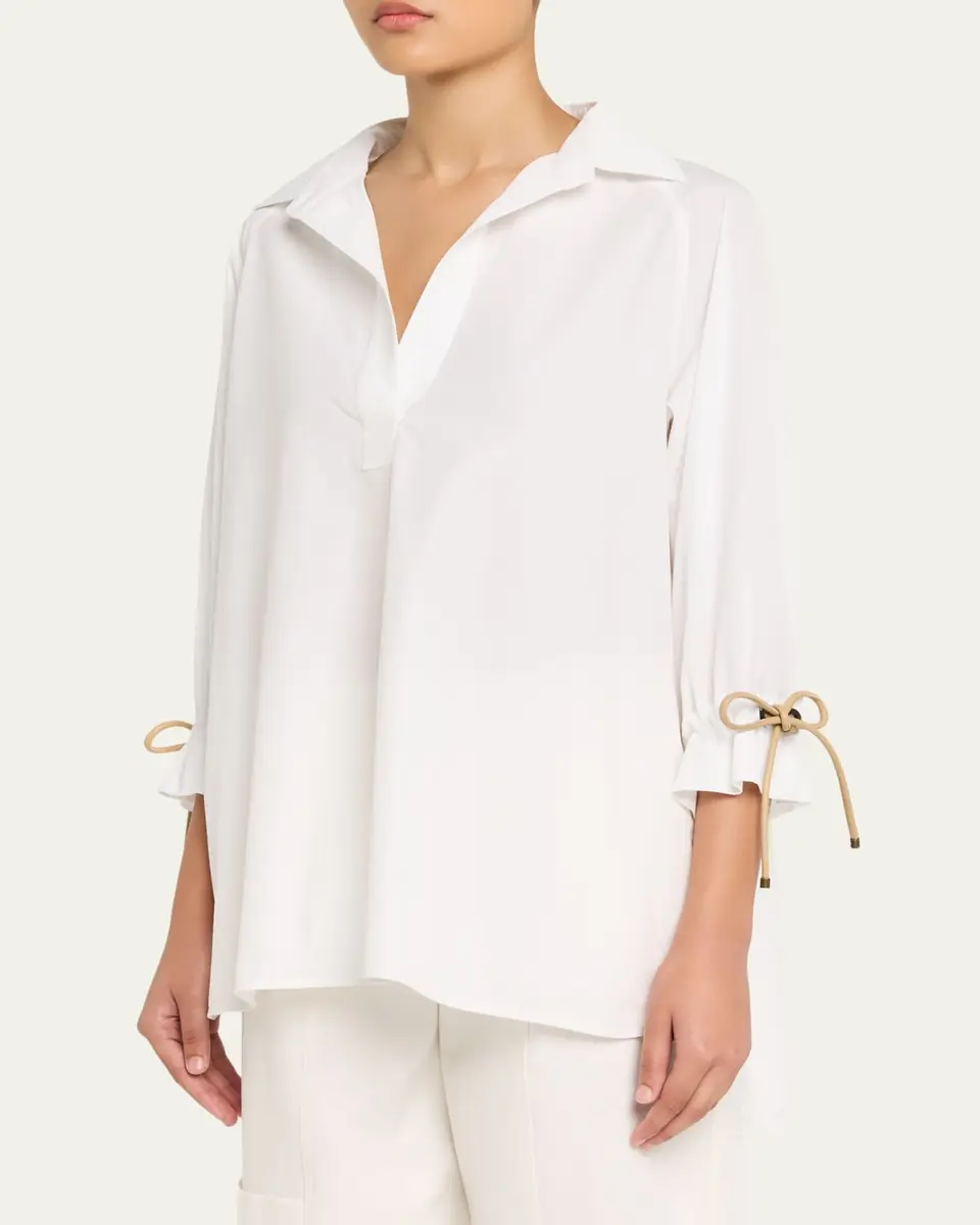 Max Mara Raglan-Sleeve Cotton Poplin Blouse | Thumbnail 8 Max Mara Raglan-Sleeve Cotton Poplin Blouse | Thumbnail 8