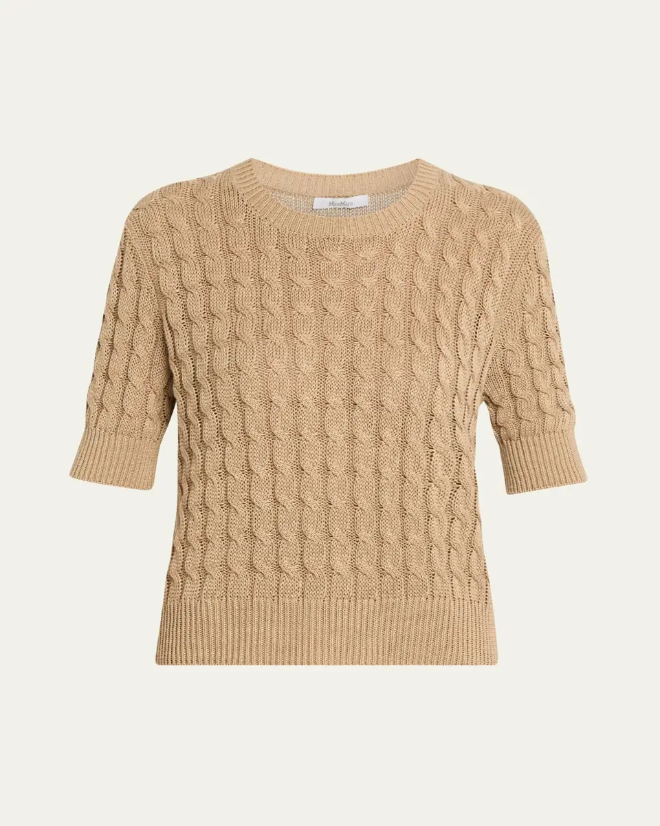 Max Mara Linen Cable-Knit Short-Sleeve Sweater | Thumbnail 5 Max Mara Linen Cable-Knit Short-Sleeve Sweater | Thumbnail 5