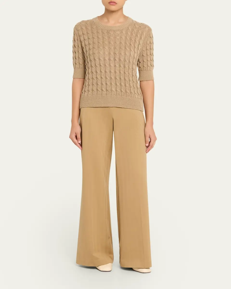 Max Mara Linen Cable-Knit Short-Sleeve Sweater | Thumbnail 6 Max Mara Linen Cable-Knit Short-Sleeve Sweater | Thumbnail 6