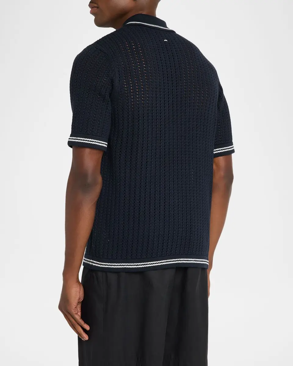 rag & bone Men's Johnny Collar Crochet Polo Shirt | Thumbnail 3 rag & bone Men's Johnny Collar Crochet Polo Shirt | Thumbnail 3