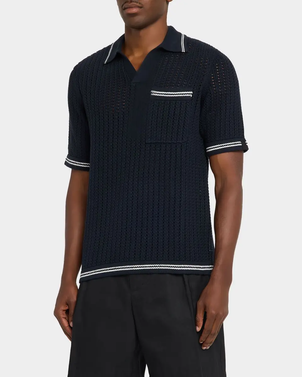 rag & bone Men's Johnny Collar Crochet Polo Shirt | Thumbnail 4 rag & bone Men's Johnny Collar Crochet Polo Shirt | Thumbnail 4