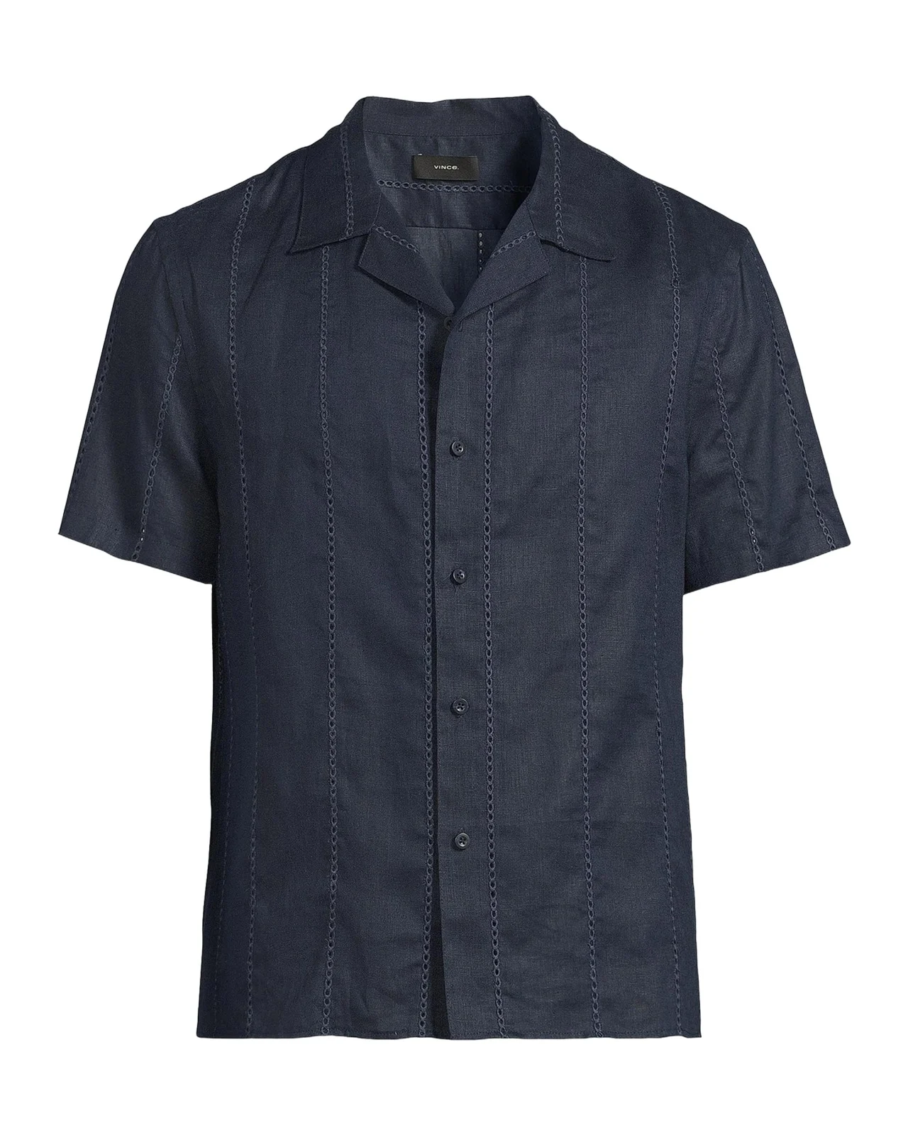 Vince Men's Eyelet Stripe Linen Cabana Shirt