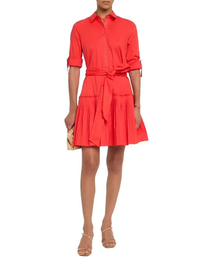 Shoshanna McLean Pleated Stretch Cotton Mini Shirtdress | Image 1 Shoshanna McLean Pleated Stretch Cotton Mini Shirtdress | Image 1