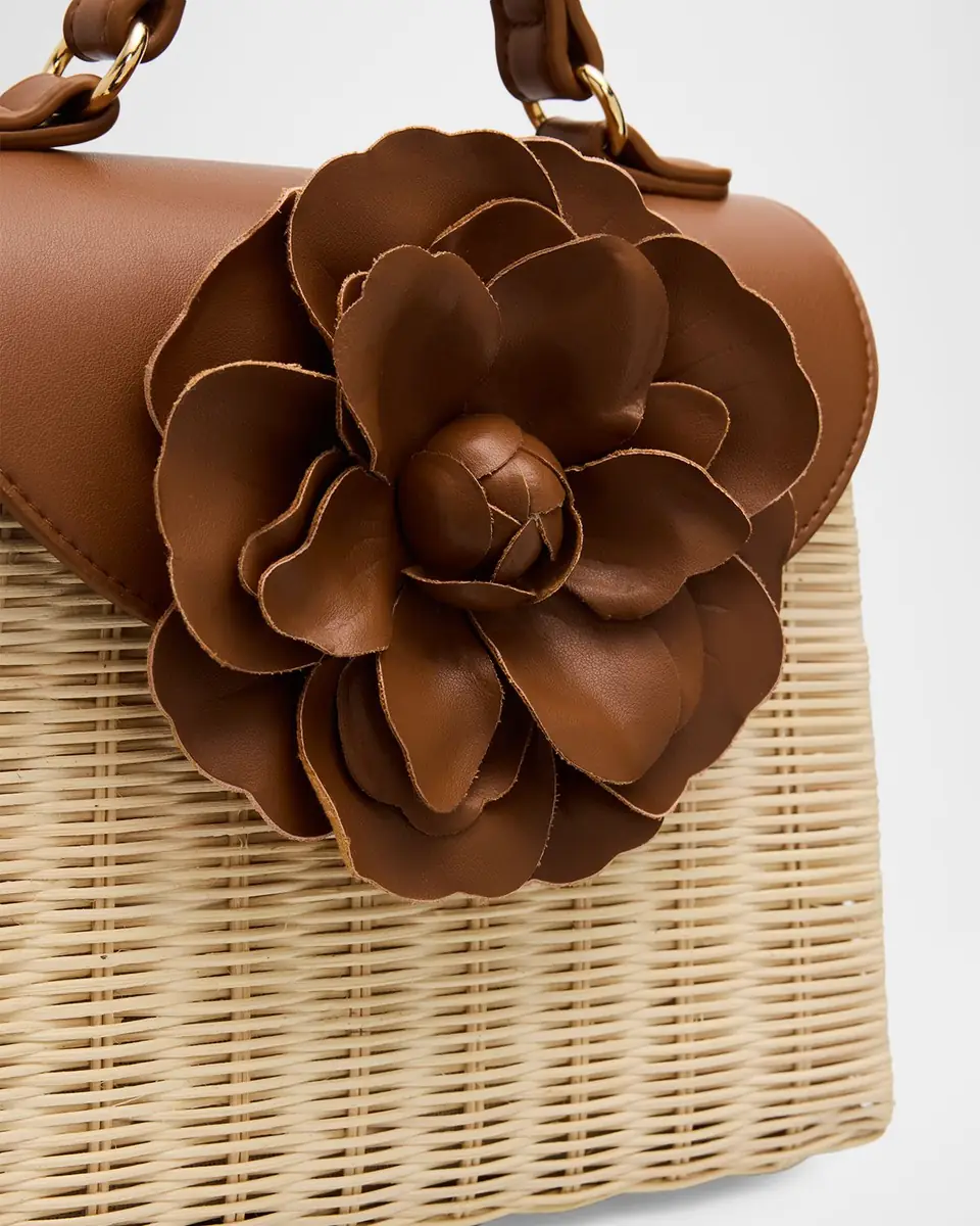BTB Los Angeles Melody Flower-Embellished Rattan Top-Handle Bag | Thumbnail 5 BTB Los Angeles Melody Flower-Embellished Rattan Top-Handle Bag | Thumbnail 5