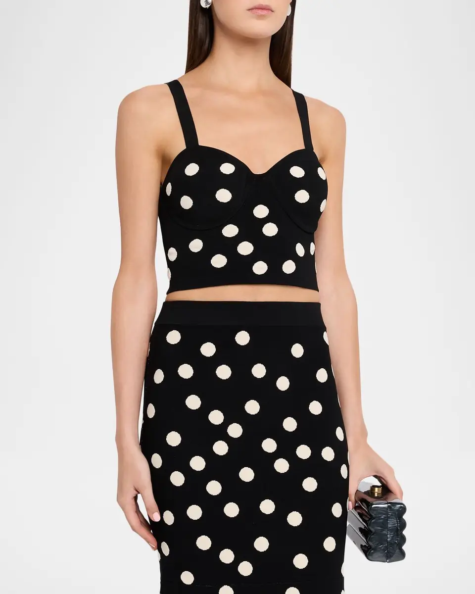 L'Agence Tula Polka Dot Knit Bra Top | Thumbnail 4