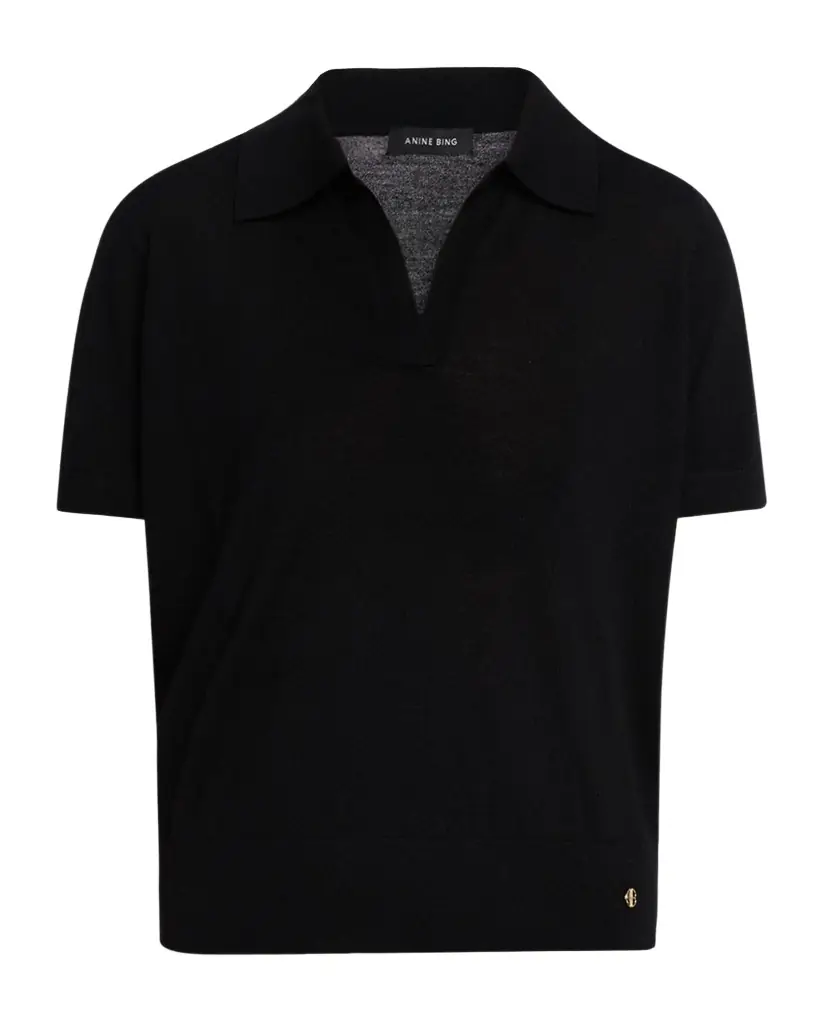 ANINE BING Moni Cashmere-Blend Polo Sweater | Image 1 ANINE BING Moni Cashmere-Blend Polo Sweater | Image 1