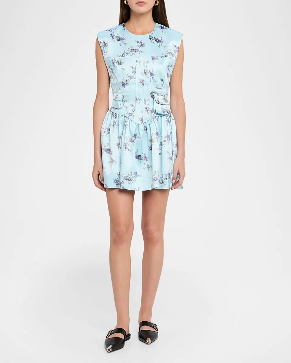 Ganni Floral Satin Corset Dress | Thumbnail 2 Ganni Floral Satin Corset Dress | Thumbnail 2