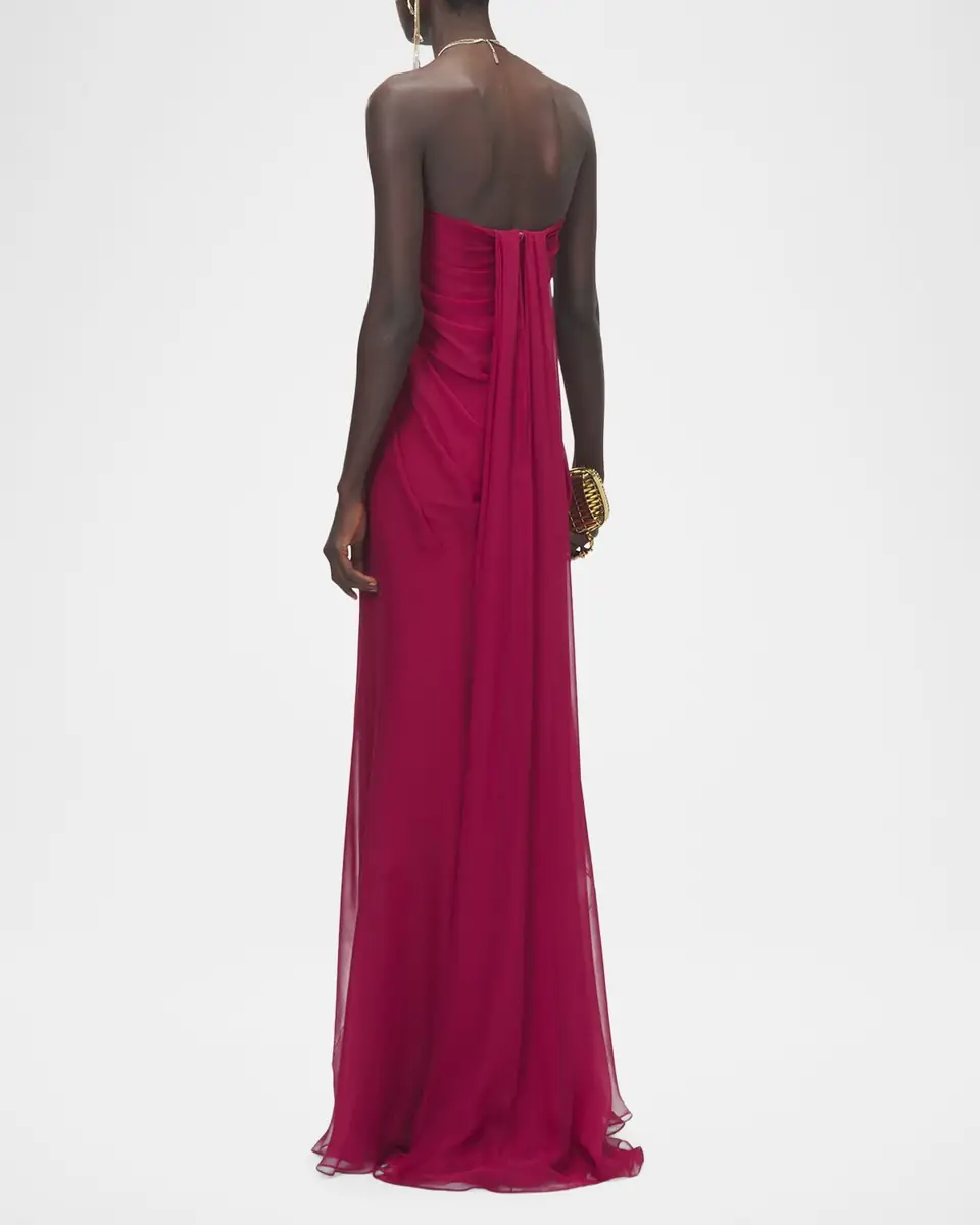 Alexander McQueen Strapless Draped Chiffon Bustier Maxi Dress | Thumbnail 3 Alexander McQueen Strapless Draped Chiffon Bustier Maxi Dress | Thumbnail 3