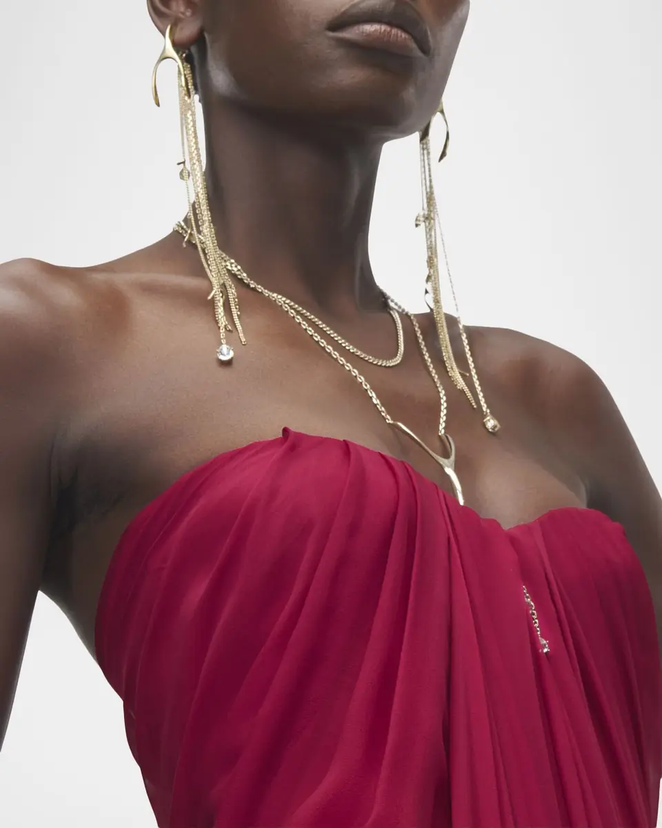Alexander McQueen Strapless Draped Chiffon Bustier Maxi Dress | Thumbnail 4 Alexander McQueen Strapless Draped Chiffon Bustier Maxi Dress | Thumbnail 4