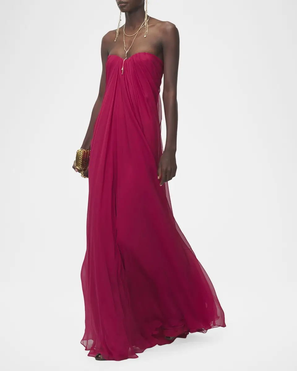 Alexander McQueen Strapless Draped Chiffon Bustier Maxi Dress | Thumbnail 5 Alexander McQueen Strapless Draped Chiffon Bustier Maxi Dress | Thumbnail 5