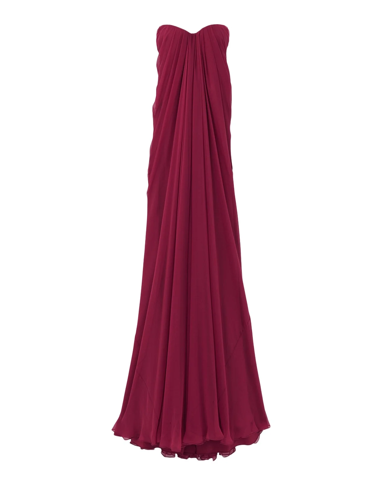 Alexander McQueen Strapless Draped Chiffon Bustier Maxi Dress
