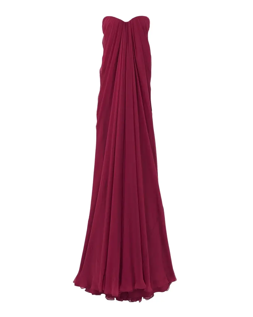 Strapless Draped Chiffon Bustier Maxi Dress Strapless Draped Chiffon Bustier Maxi Dress