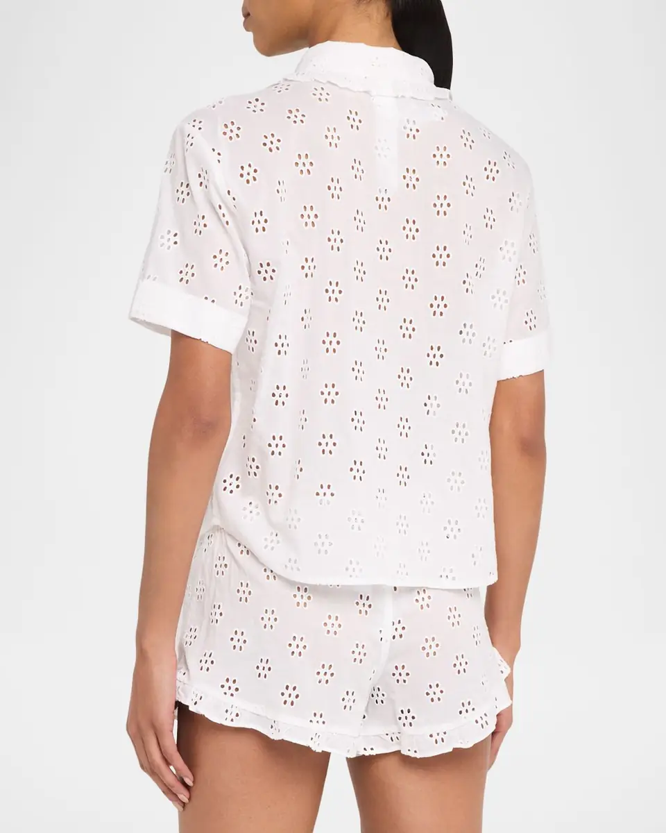 Polo Ralph Lauren Eyelet-Embroidered Cotton Pajama Set | Thumbnail 3 Polo Ralph Lauren Eyelet-Embroidered Cotton Pajama Set | Thumbnail 3