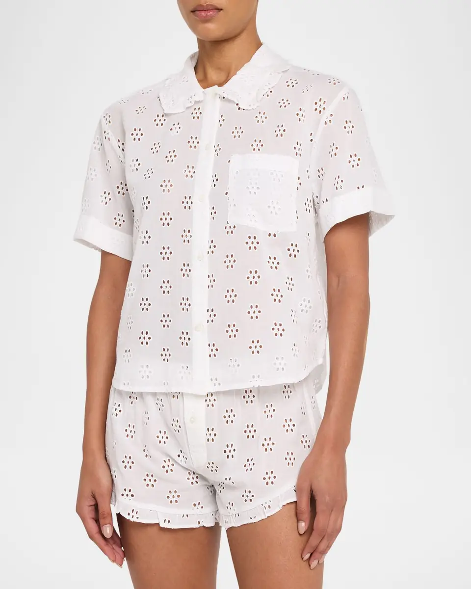 Polo Ralph Lauren Eyelet-Embroidered Cotton Pajama Set | Thumbnail 4 Polo Ralph Lauren Eyelet-Embroidered Cotton Pajama Set | Thumbnail 4