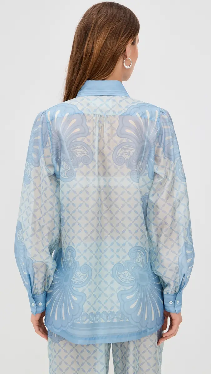 Shani Shemer Susan Button Down Shirt Aqua hell Print | Thumbnail 3