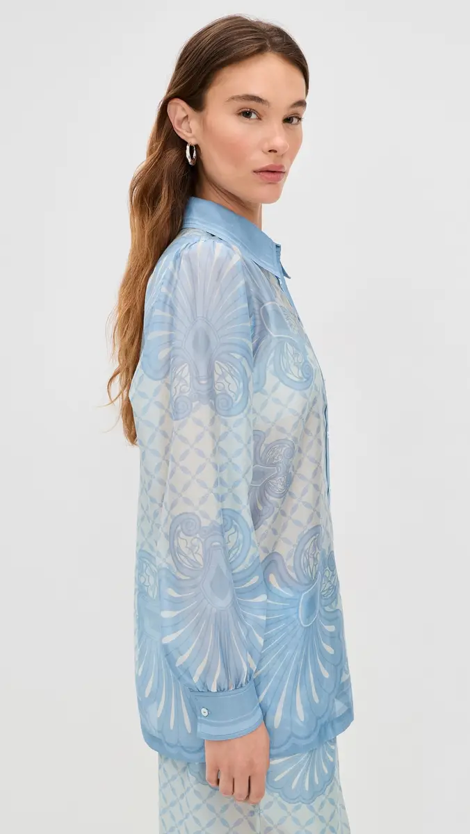 Shani Shemer Susan Button Down Shirt Aqua hell Print | Thumbnail 4