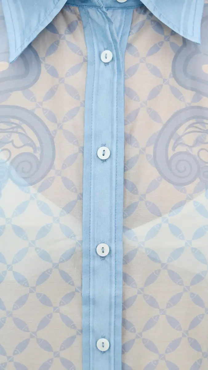 Shani Shemer Susan Button Down Shirt Aqua hell Print | Thumbnail 6